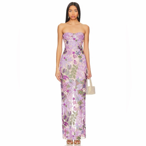 Bronx and Banco Dresses & Skirts - Bronx and Banco Lavender Floral Strapless Sequin Gown